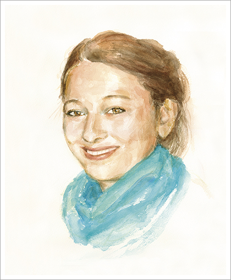 Alexa, junge Frau ca. 20, Portrait in Aquarell