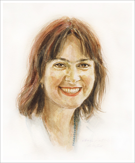 Birgit, about 40, portrait in watercolour