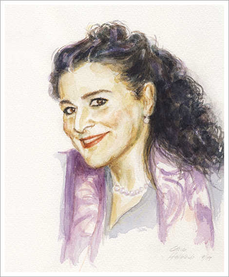 Cecilia Bartoli, portrait in watercolour