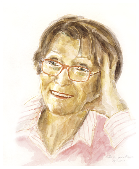 Cilly, about 70, portrait in watercolour