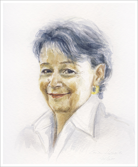 Evelyn, about 45, portrait in watercolour