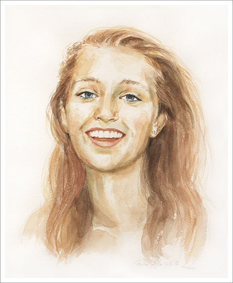 Franziska, 14 years, child portrait in watercolour