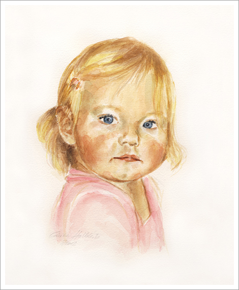 Gracia, 4 years, child portrait in watercolour