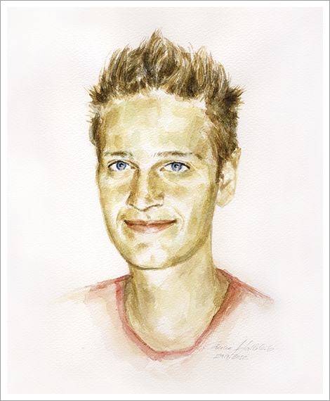Paul, teenager, ortrait in watercolour