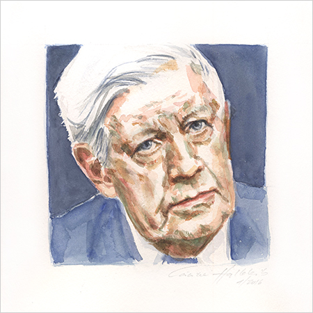 Helmut Schmidt, portrait in watercolour