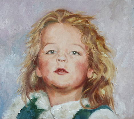 Sissi. 2,5 Jahre, Kinderportrait in Öl